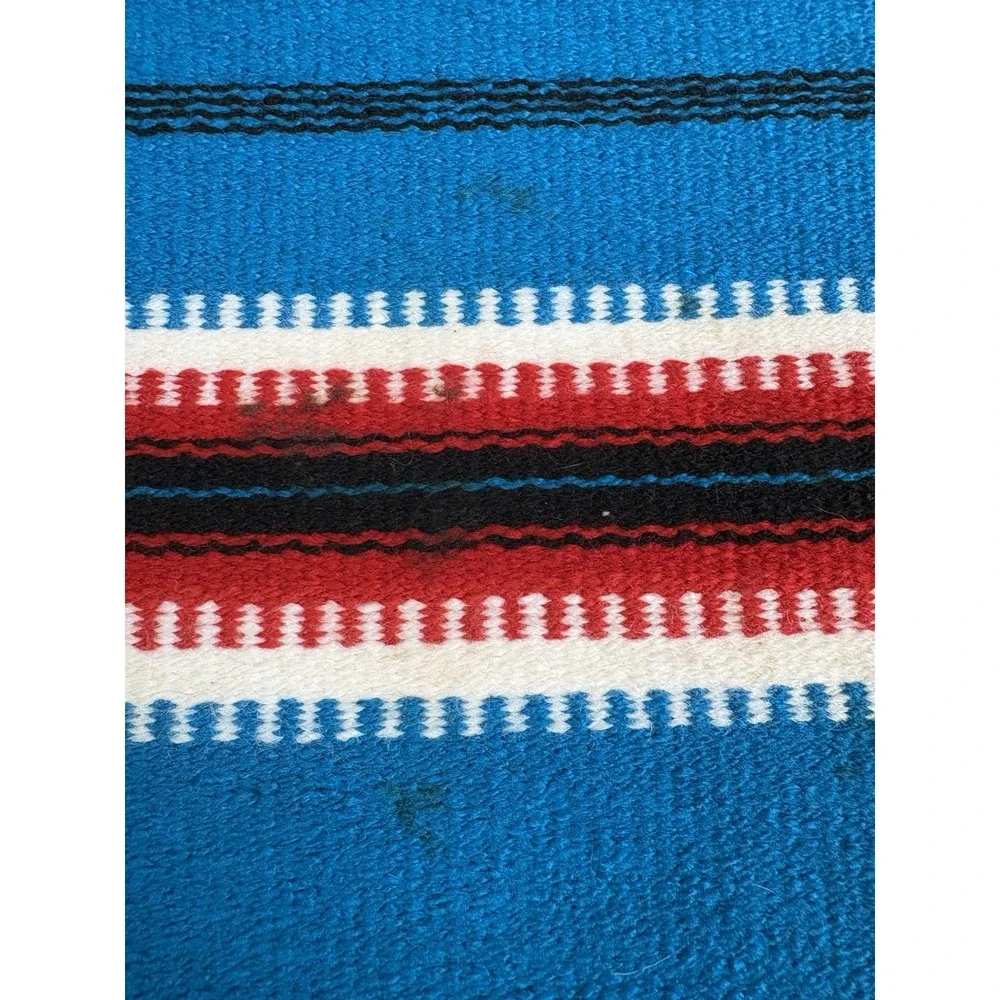 Americraft Inc Mexican Thunderbird Wall Hanging Rug Blue Acrylic 10x21 Fringe